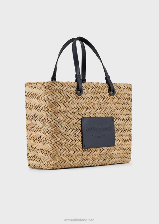Women 086V737 Mare Capsule Collection Straw Shopper Bag Armani Beige