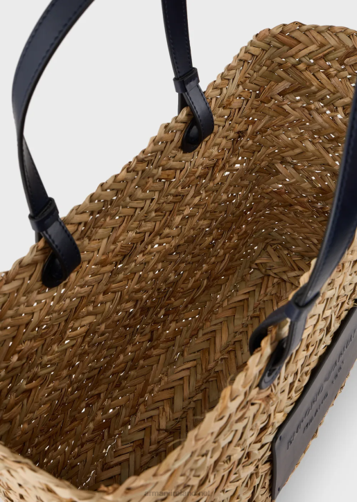 Women 086V737 Mare Capsule Collection Straw Shopper Bag Armani Beige
