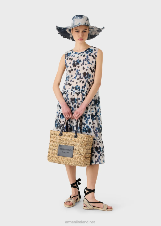 Women 086V737 Mare Capsule Collection Straw Shopper Bag Armani Beige