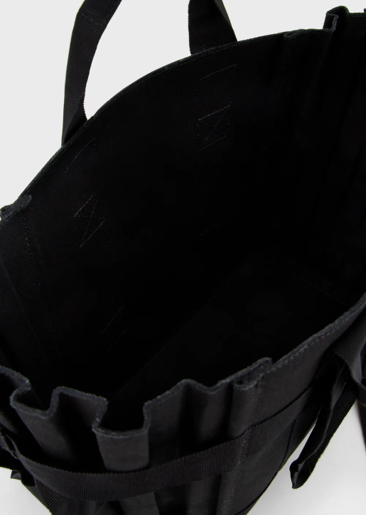 Women 086V739 Large Pleated Canvas Shopper Bag Armani Black