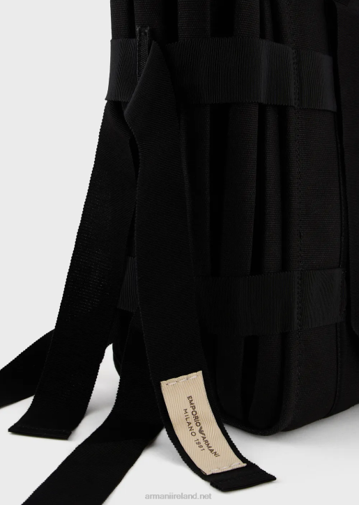 Women 086V739 Large Pleated Canvas Shopper Bag Armani Black