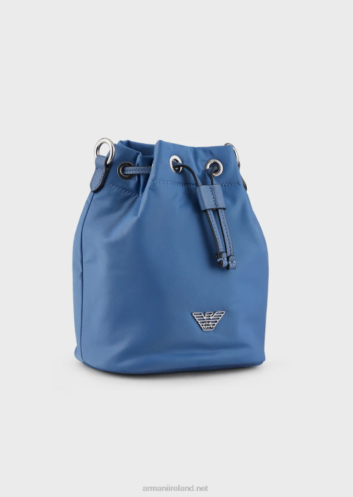 Women 086V741 Travel Essentials Recycled-Nylon Bucket Bag Armani Azure
