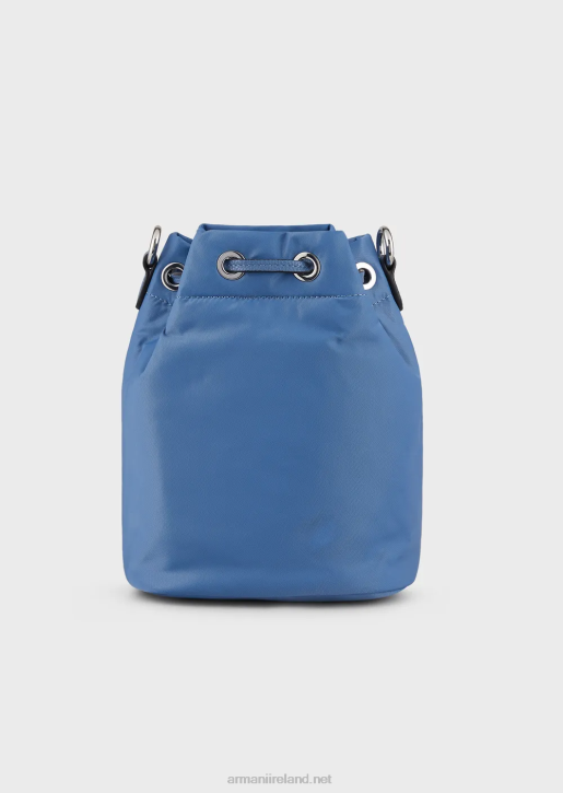 Women 086V741 Travel Essentials Recycled-Nylon Bucket Bag Armani Azure