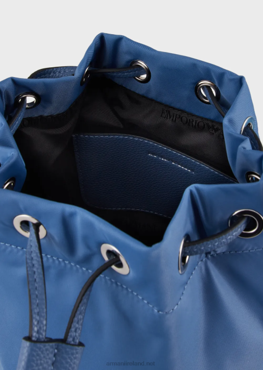 Women 086V741 Travel Essentials Recycled-Nylon Bucket Bag Armani Azure