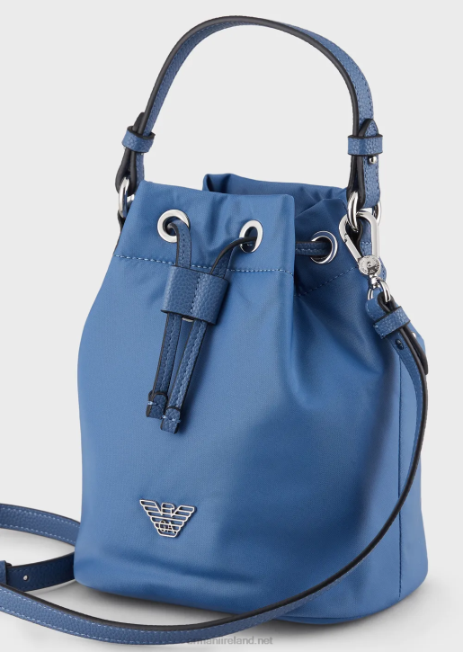 Women 086V741 Travel Essentials Recycled-Nylon Bucket Bag Armani Azure