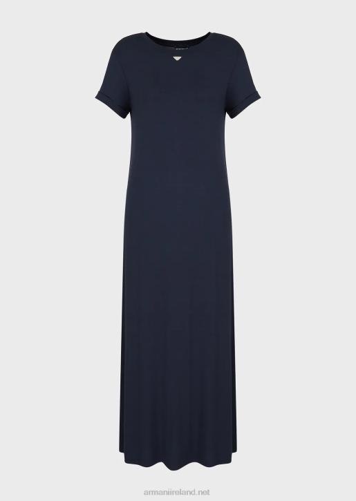 Women 086V15 Stretch-Viscose Beach Long Dress Armani Navy Blue