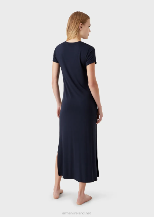 Women 086V15 Stretch-Viscose Beach Long Dress Armani Navy Blue