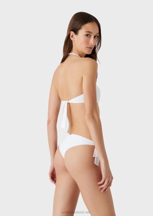 Women 086V2 Recycled Nylon Bandeau Bikini With Logo Armani White