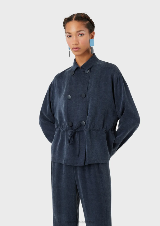 Women 086V2741 Washed Cupro Jacket With Buttons And Drawstring Armani