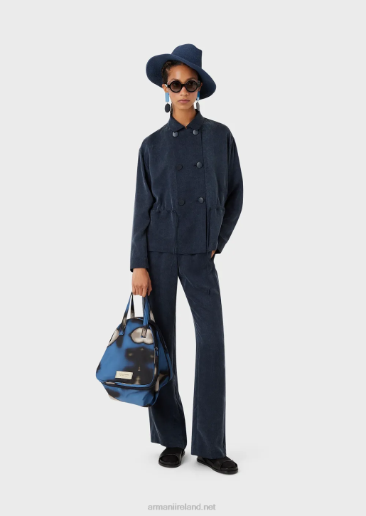 Women 086V2741 Washed Cupro Jacket With Buttons And Drawstring Armani