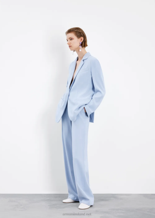 Women 086V28 Single-Breasted Jacket In Fluid Gabardine Armani Azure