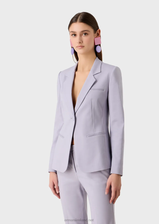 Women 086V32 Single-Breasted Jacket In Stretch Couture Cotton Armani