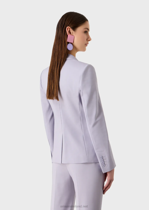 Women 086V32 Single-Breasted Jacket In Stretch Couture Cotton Armani