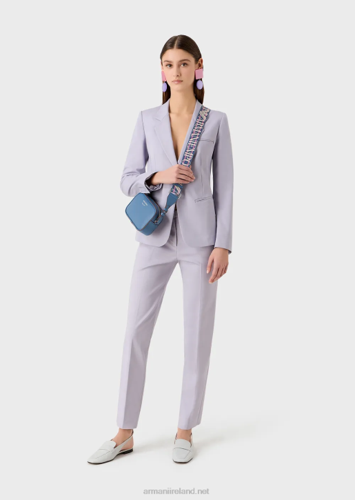 Women 086V32 Single-Breasted Jacket In Stretch Couture Cotton Armani