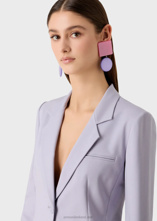 Women 086V32 Single-Breasted Jacket In Stretch Couture Cotton Armani