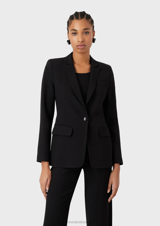Women 086V33 Single-Breasted Jacket In Stretch Viscose Armani Black