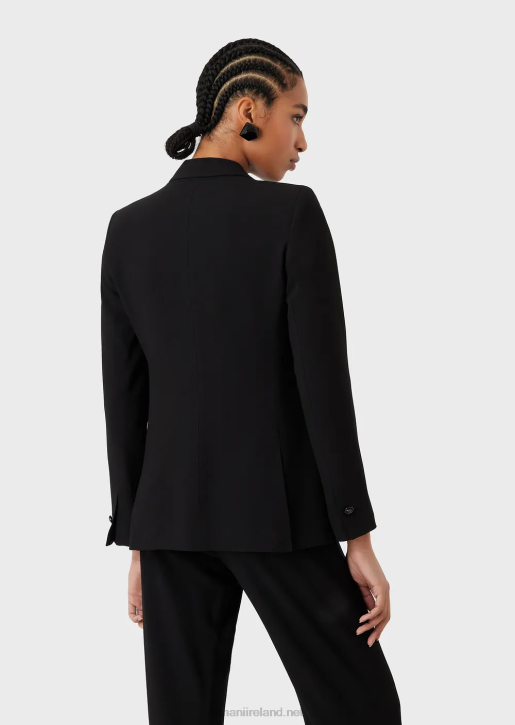 Women 086V33 Single-Breasted Jacket In Stretch Viscose Armani Black