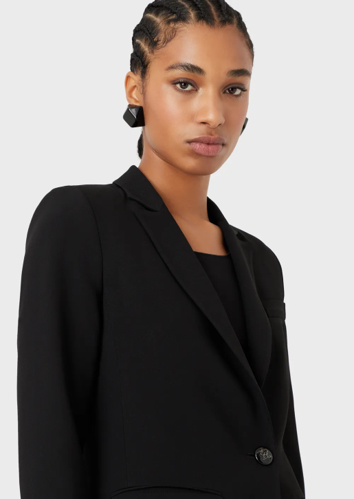 Women 086V33 Single-Breasted Jacket In Stretch Viscose Armani Black
