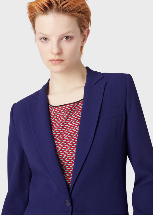 Women 086V34 Single-Breasted Jacket In Stretch Viscose Armani Purple