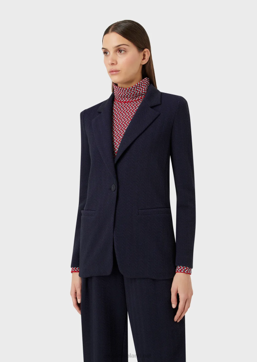 Women 086V36 Single-Breasted Jacket In Herringbone Jacquard Jersey Armani Purple