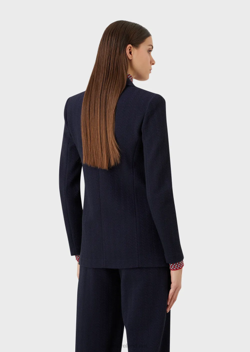 Women 086V36 Single-Breasted Jacket In Herringbone Jacquard Jersey Armani Purple