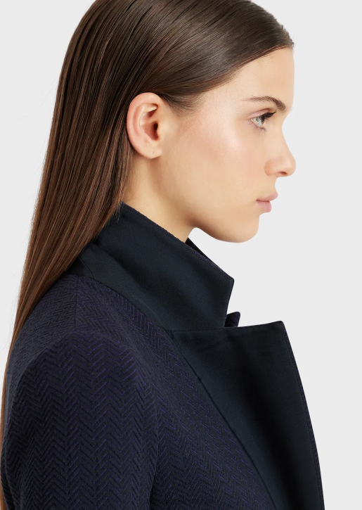 Women 086V36 Single-Breasted Jacket In Herringbone Jacquard Jersey Armani Purple