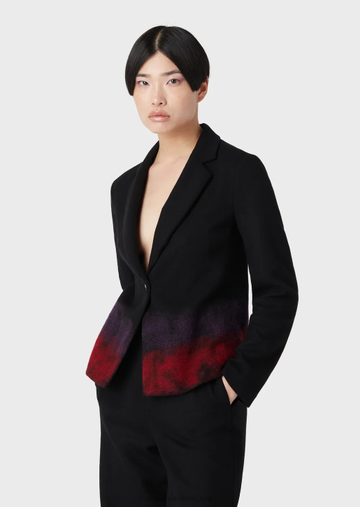 Women 086V42 Single-Breasted Jacket In Wool Blend Jersey Armani