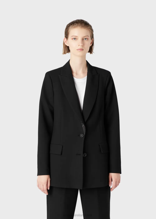Women 086V43 Travel Essentials Recycled Stretch-Cady Blazer Armani Black