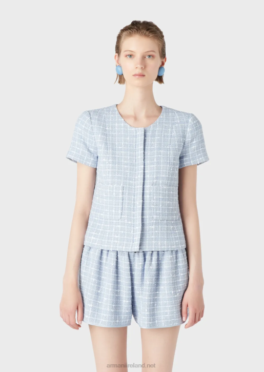 Women 086V46 Lurex-Tweed Short-Sleeved Jacket Armani
