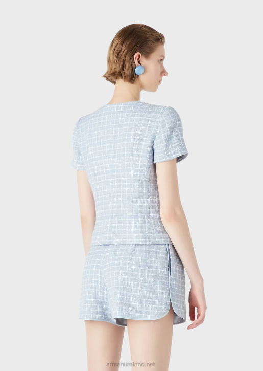 Women 086V46 Lurex-Tweed Short-Sleeved Jacket Armani