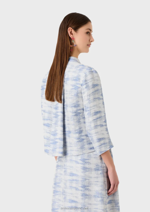 Women 086V47 Jacket With Guru Collar And Toggles In A Gradient Jacquard Linen Blend Armani