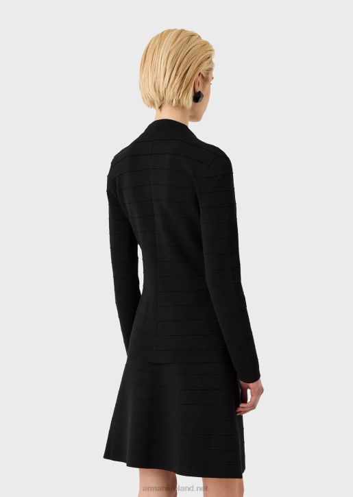 Women 086V59 Striped-Effect, Stitched-Fabric Zip-Up Jacket Armani Black