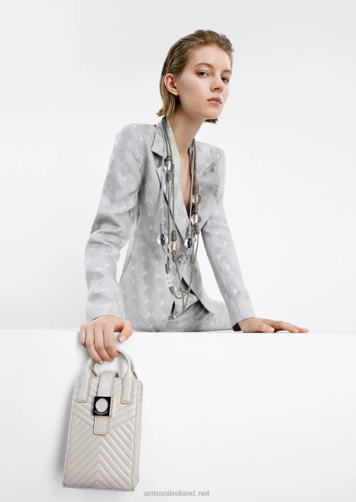 Women 086V62 Single-Breasted Jacket In A Fluid Cupro And Linen Blend Jacquard With A Geometric Pattern Armani Gray