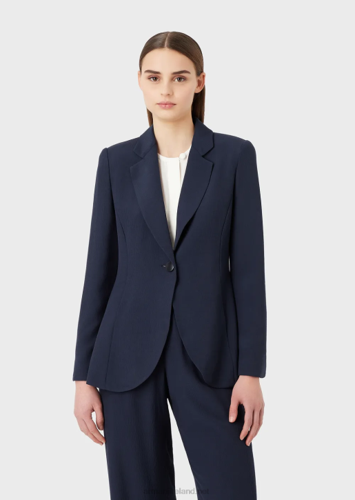 Women 086V63 Froisse Viscose Lapel Jacket With Slits Armani