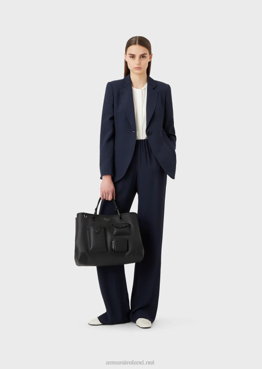 Women 086V63 Froisse Viscose Lapel Jacket With Slits Armani