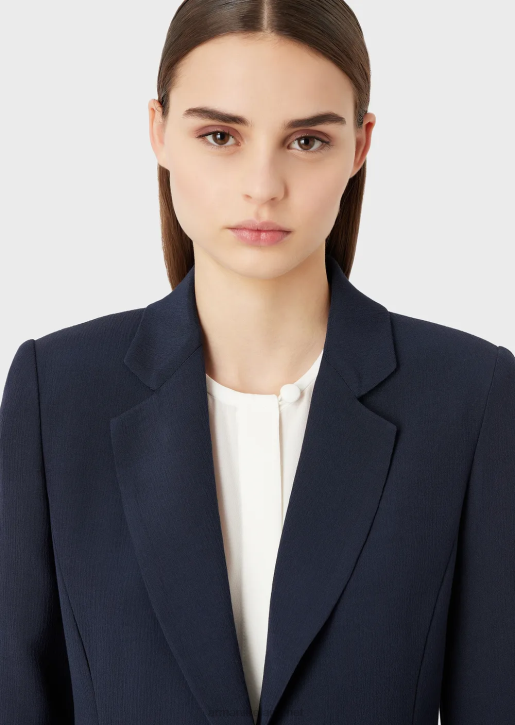 Women 086V63 Froisse Viscose Lapel Jacket With Slits Armani