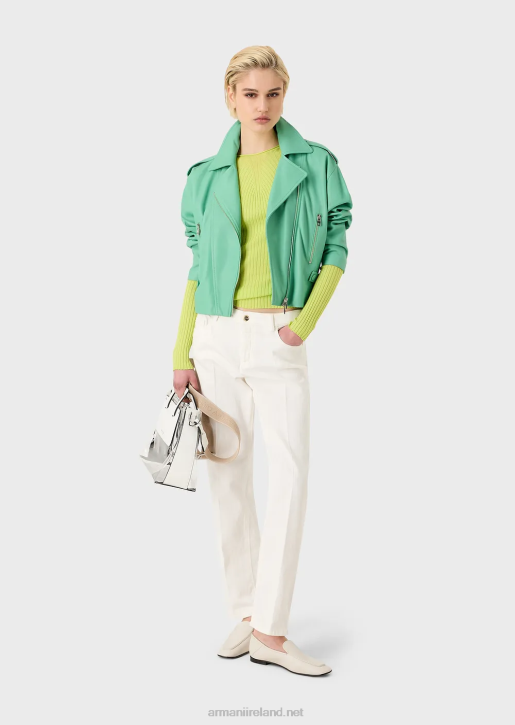 Women 086V2745 J04 Medium-Waist, Straight-Leg Jeans In Garment-Dyed Bull Fabric Armani White