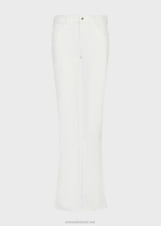 Women 086V2746 J47 Medium/High-Waisted, Flared Jeans In Garment-Dyed Bull Fabric Armani White