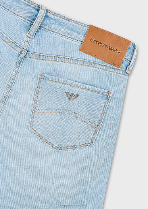 Women 086V2747 J20 High-Waisted Super Skinny-Leg Faded Comfort-Denim Jeans Armani Light Blue