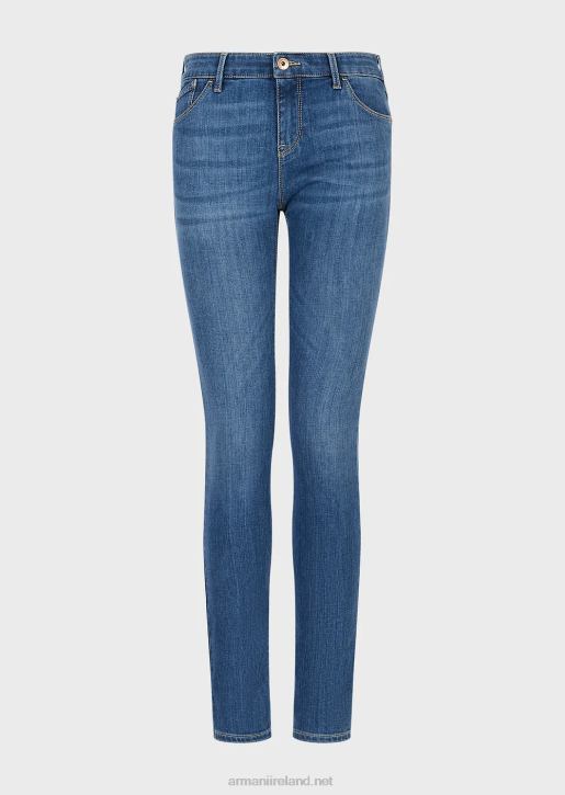Women 086V2748 J23 Mid-Rise, Super-Skinny Jeans In Stretch Tencel Denim Armani Medium Blue