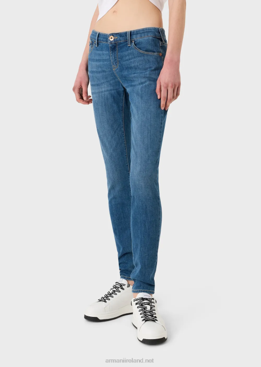 Women 086V2748 J23 Mid-Rise, Super-Skinny Jeans In Stretch Tencel Denim Armani Medium Blue