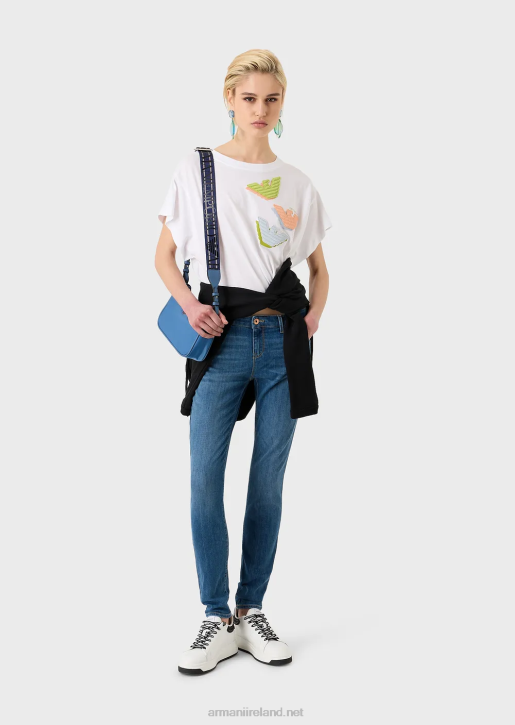 Women 086V2748 J23 Mid-Rise, Super-Skinny Jeans In Stretch Tencel Denim Armani Medium Blue