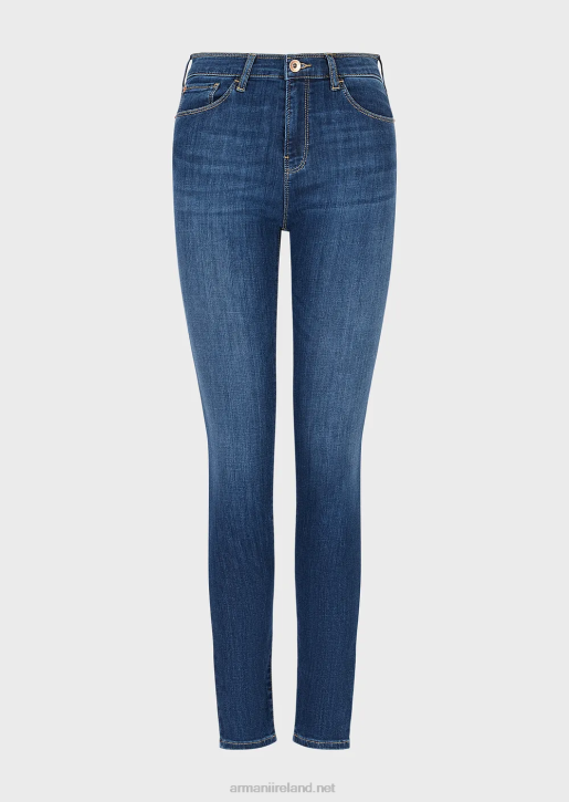 Women 086V2750 J20 High-Waisted, Super-Skinny Jeans In Stretch Tencel Denim Armani Dark Blue
