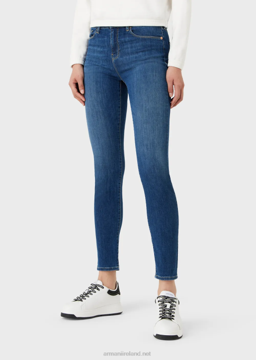 Women 086V2750 J20 High-Waisted, Super-Skinny Jeans In Stretch Tencel Denim Armani Dark Blue