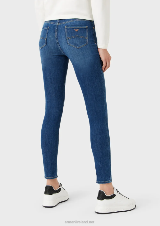 Women 086V2750 J20 High-Waisted, Super-Skinny Jeans In Stretch Tencel Denim Armani Dark Blue