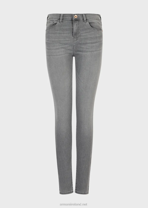 Women 086V2751 J20 High-Waisted, Super-Skinny Jeans In Stretch Tencel Denim Armani Gray