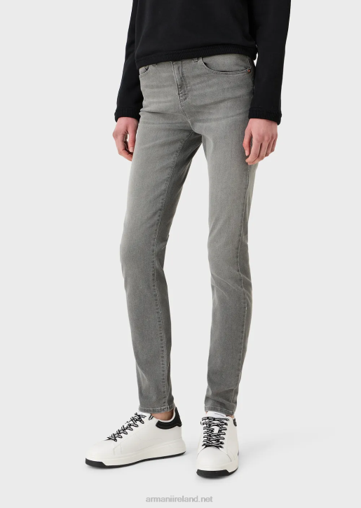 Women 086V2751 J20 High-Waisted, Super-Skinny Jeans In Stretch Tencel Denim Armani Gray