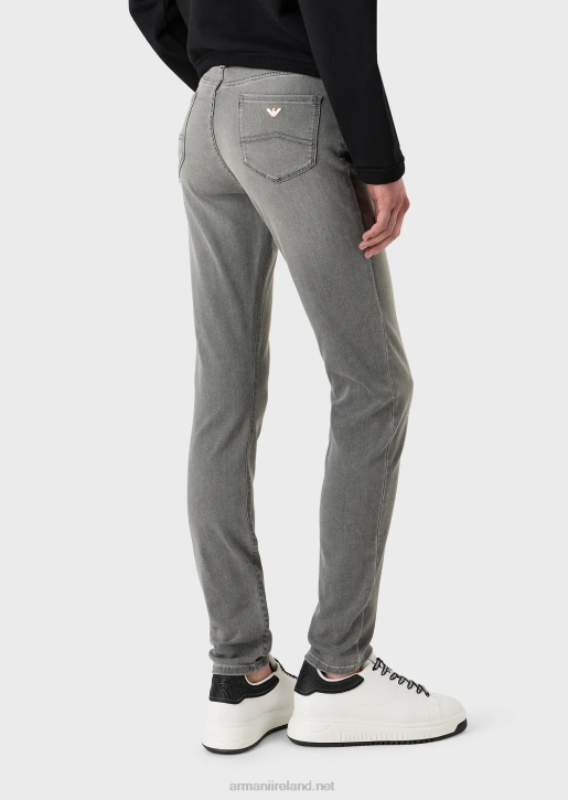 Women 086V2751 J20 High-Waisted, Super-Skinny Jeans In Stretch Tencel Denim Armani Gray