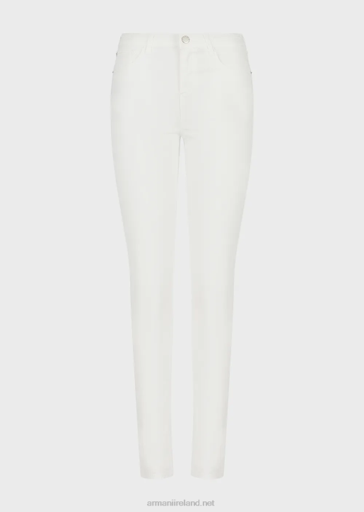 Women 086V2753 J20 High-Waisted Super Skinny-Leg Jeans In Mineral Garment-Dyed Comfort Denim Armani White