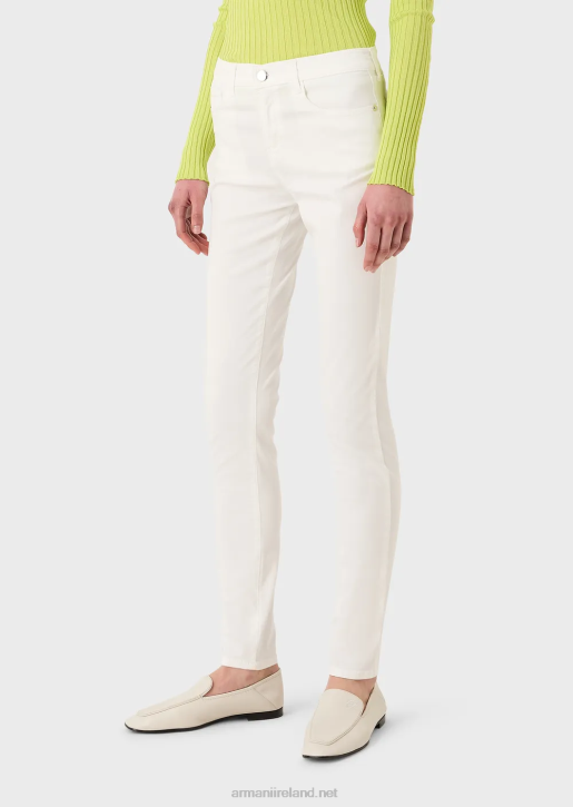 Women 086V2753 J20 High-Waisted Super Skinny-Leg Jeans In Mineral Garment-Dyed Comfort Denim Armani White